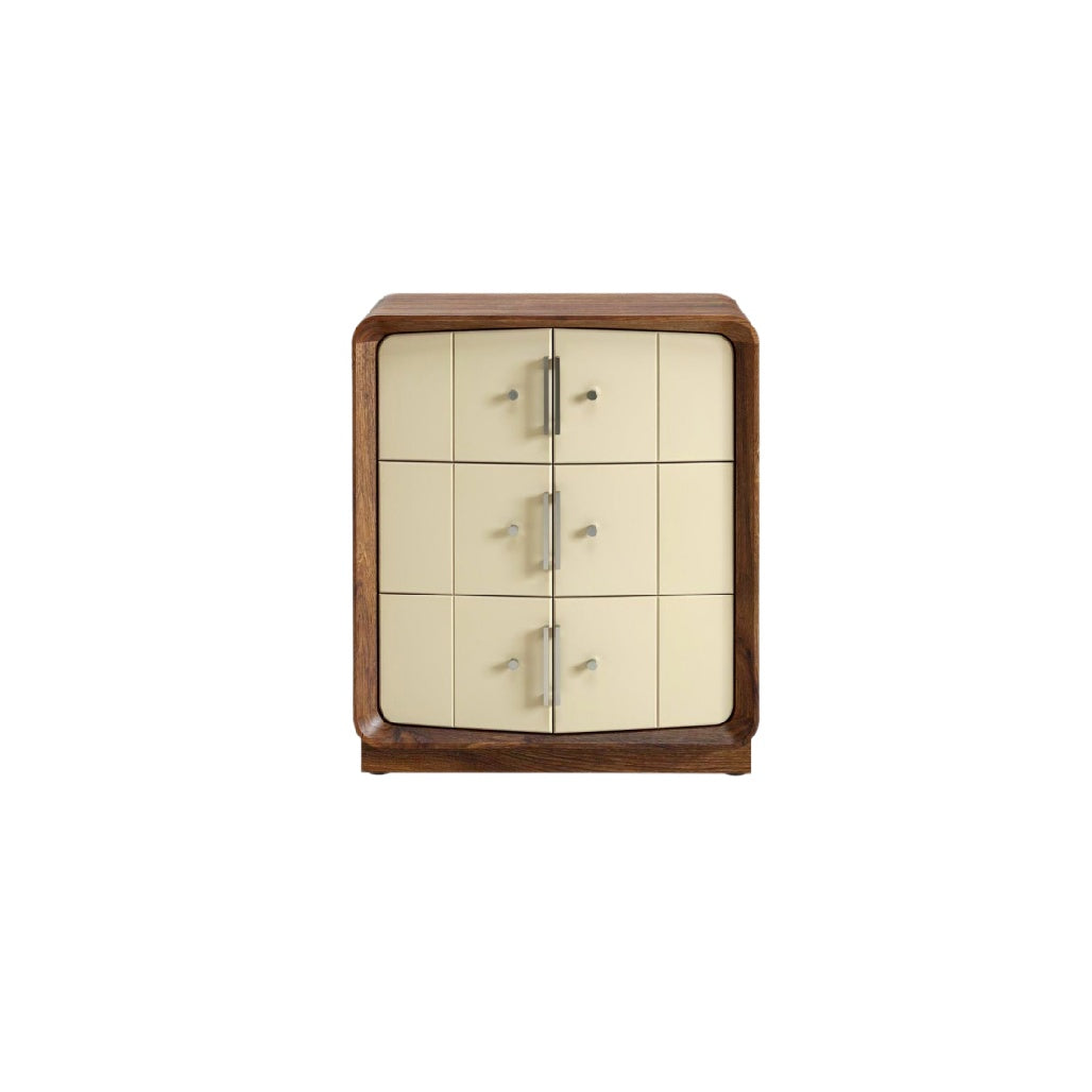 Technische titel: "Moderne Vintage Ladeblok met Curved Design en Houten Afwerking"