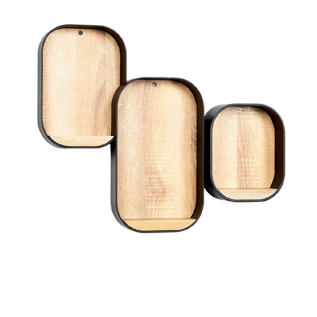 "Modulaire Wandplanken van Hout en Metaal: Stijlvolle Opbergoplossing"
