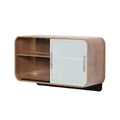 "Moderne Wandkast met Glazen Deur en Houten Afwerking"