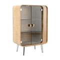 Technische titel: "Moderne Glazen Vitrine met Houten Design en Metalen Poten"
